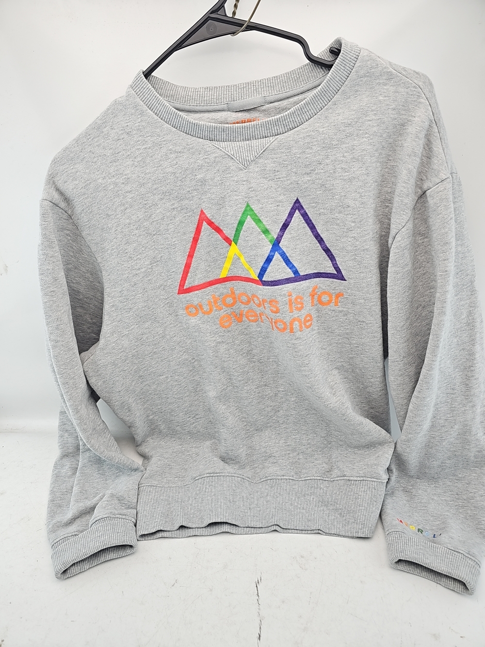 Merrell Gray Crewneck Sweatshirt with Rainbow Mountain Graphic LGBT